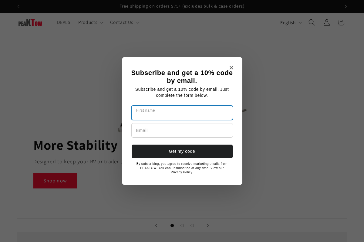 PEAKTOW homepage screenshot