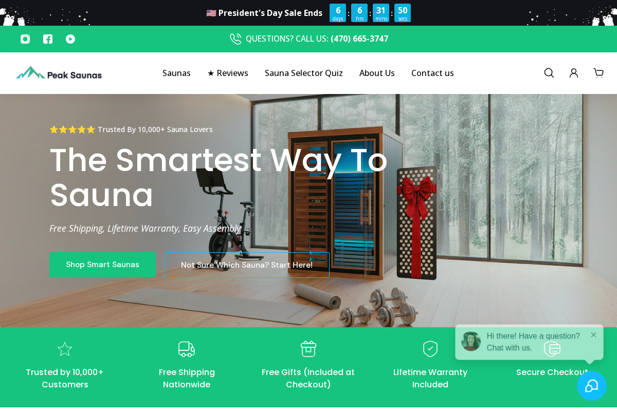 Peak Saunas homepage screenshot