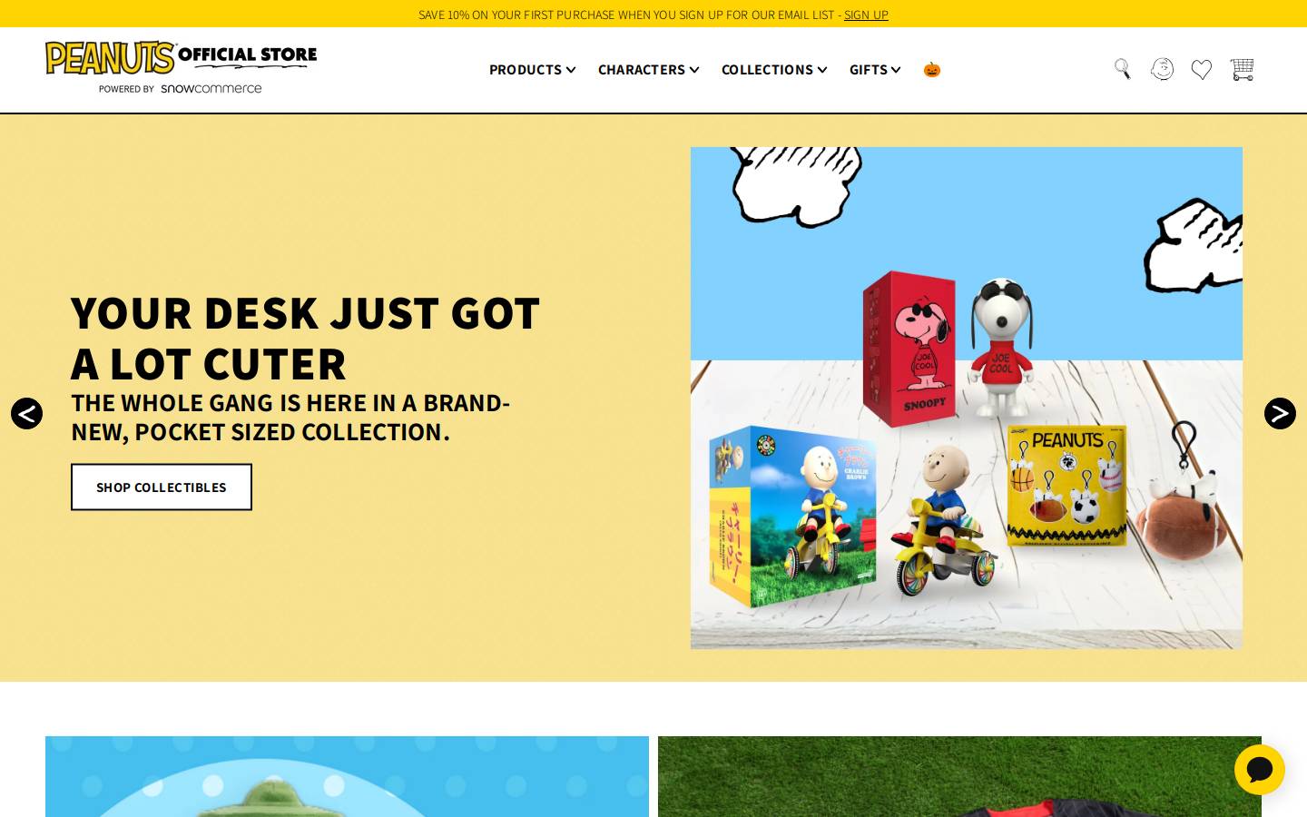 Peanuts homepage screenshot