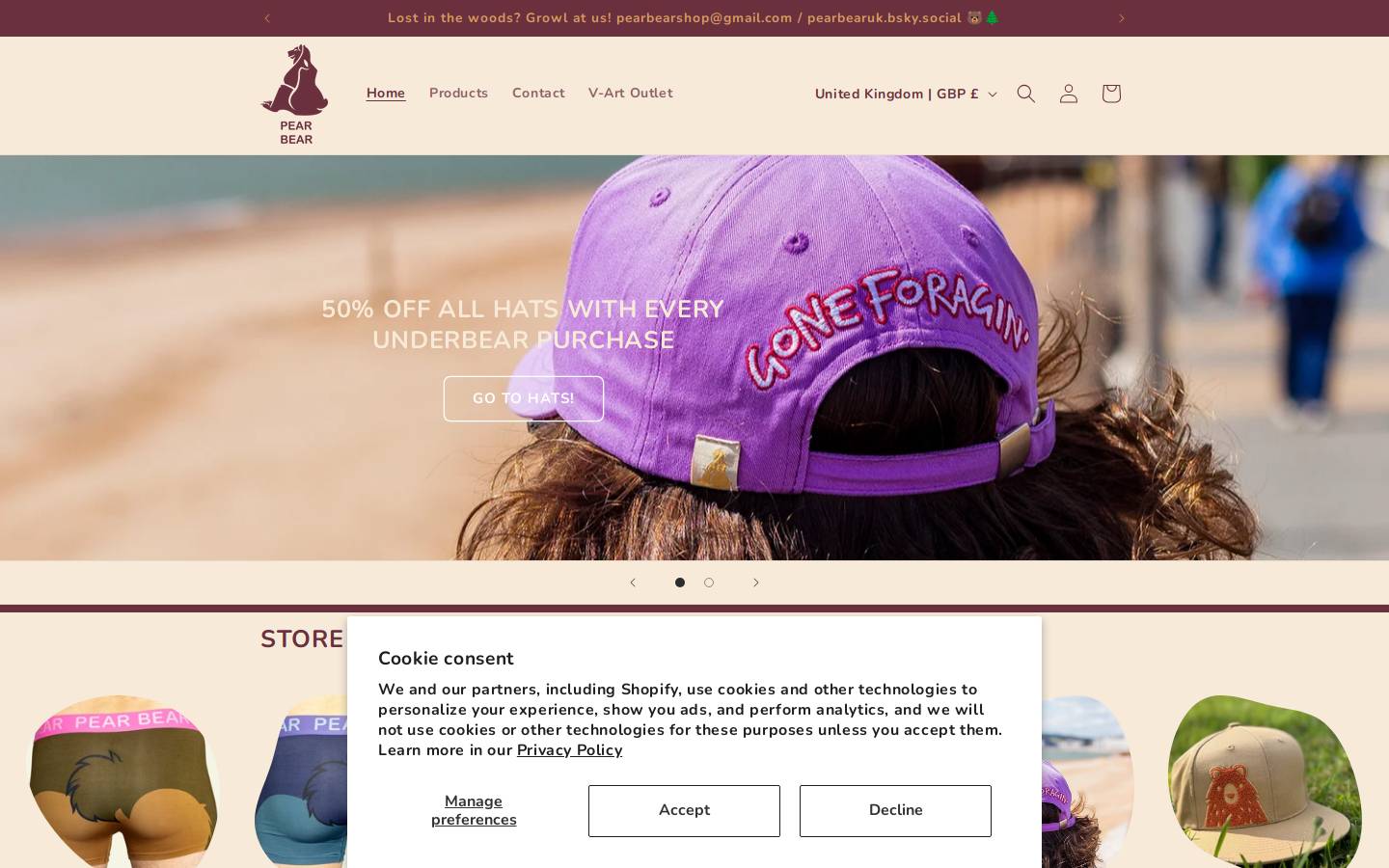 pearbear.com homepage screenshot