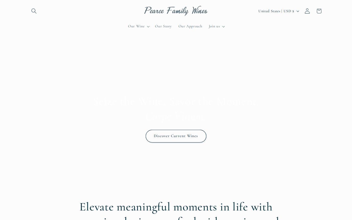 pearcefamilywines.com homepage screenshot