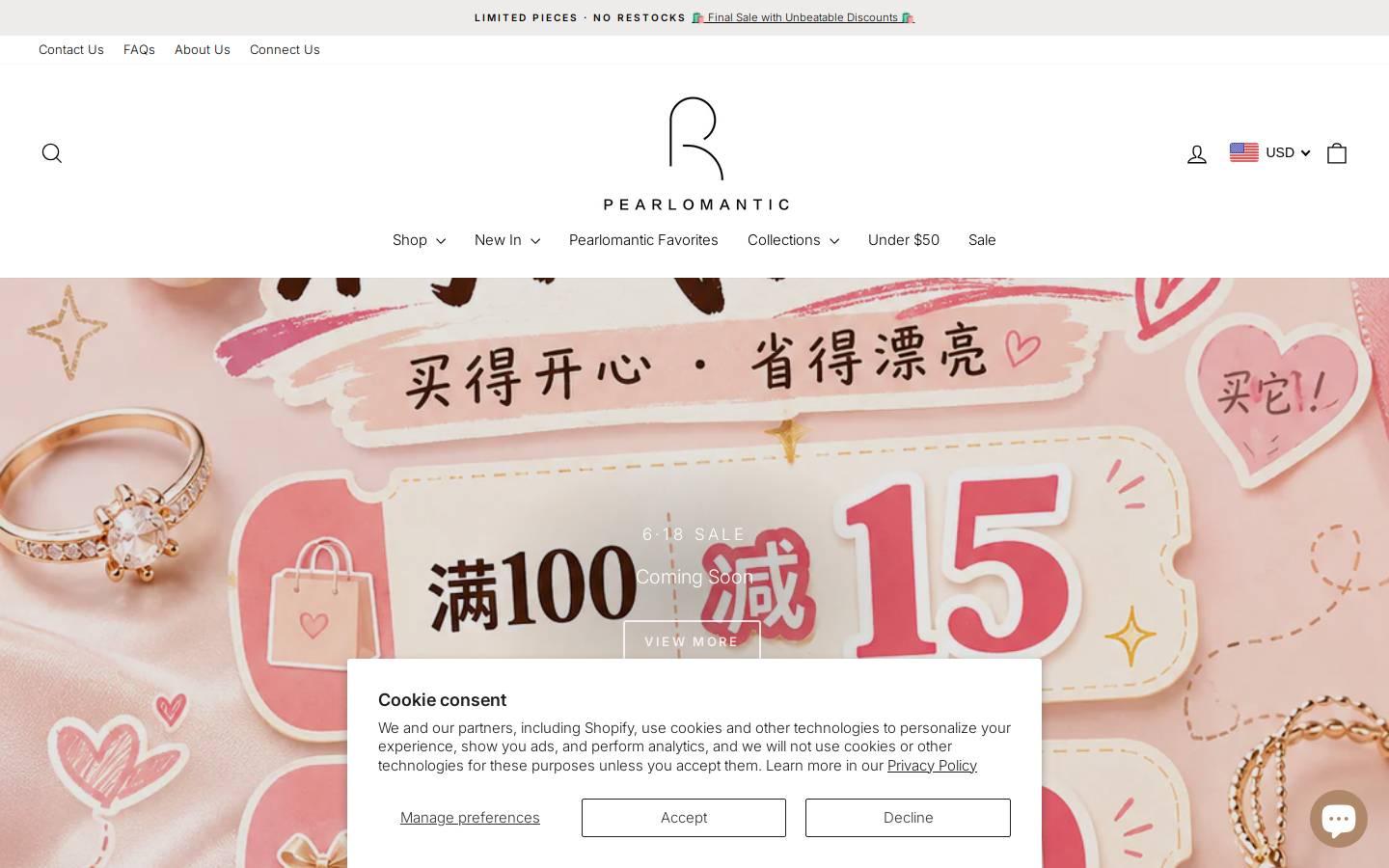 Pearlomantic homepage screenshot