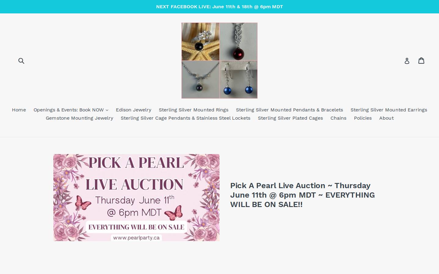 pearlparty.ca homepage screenshot
