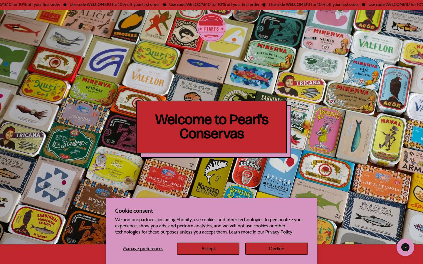 pearlsconservas.com homepage screenshot