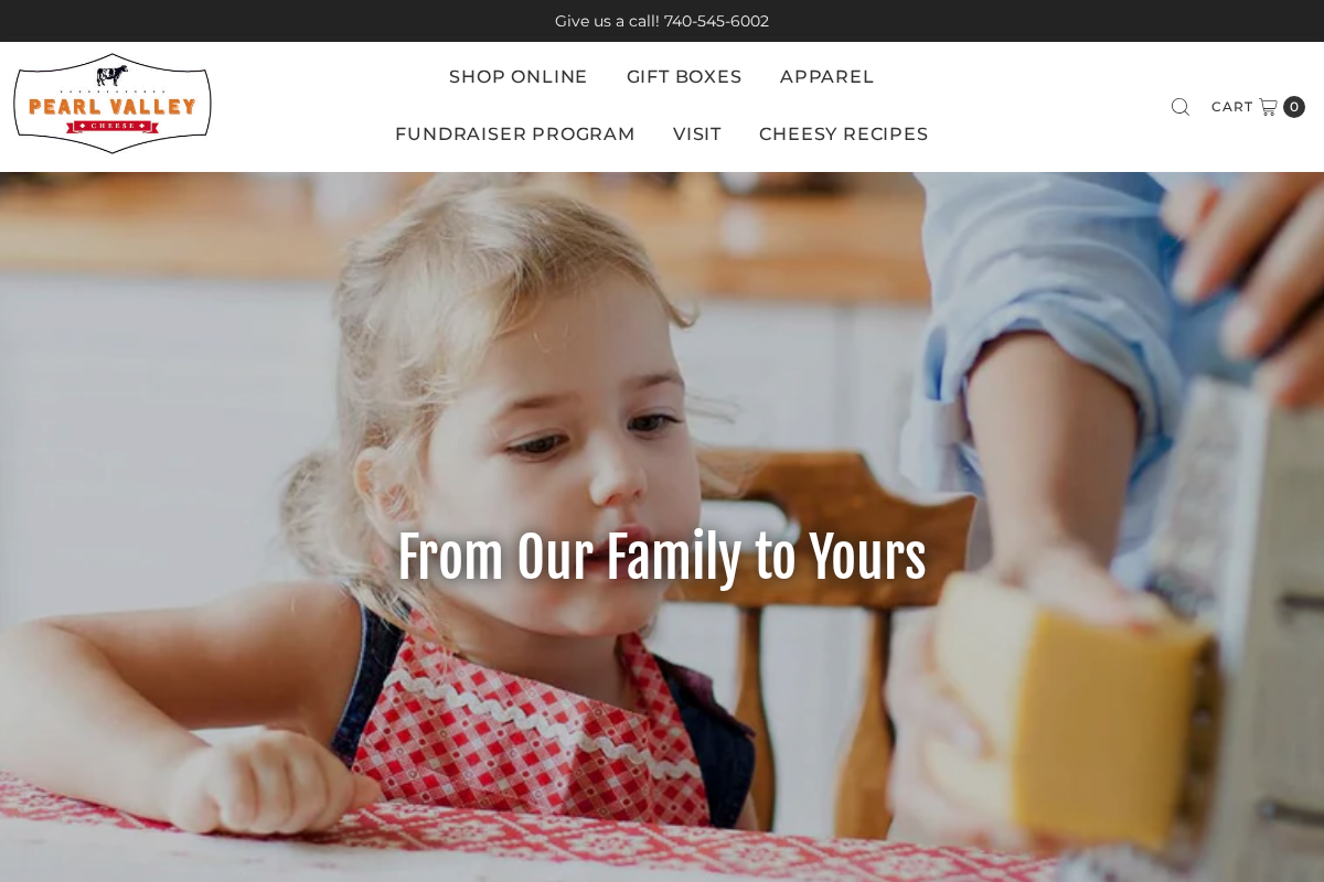 Pearl Valley Cheese homepage screenshot