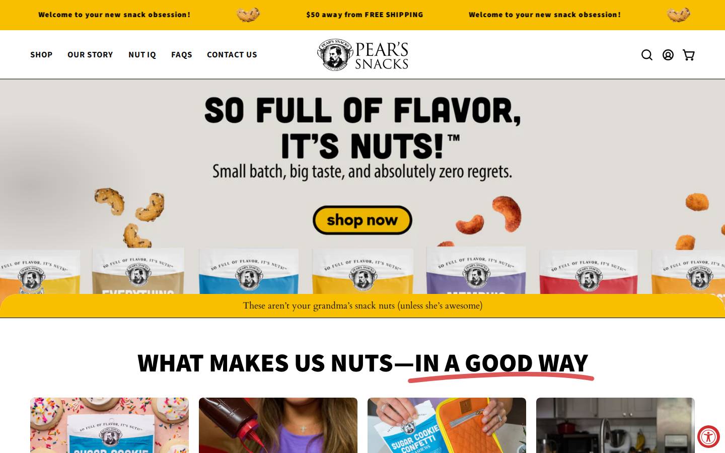 pearssnacks.com homepage screenshot