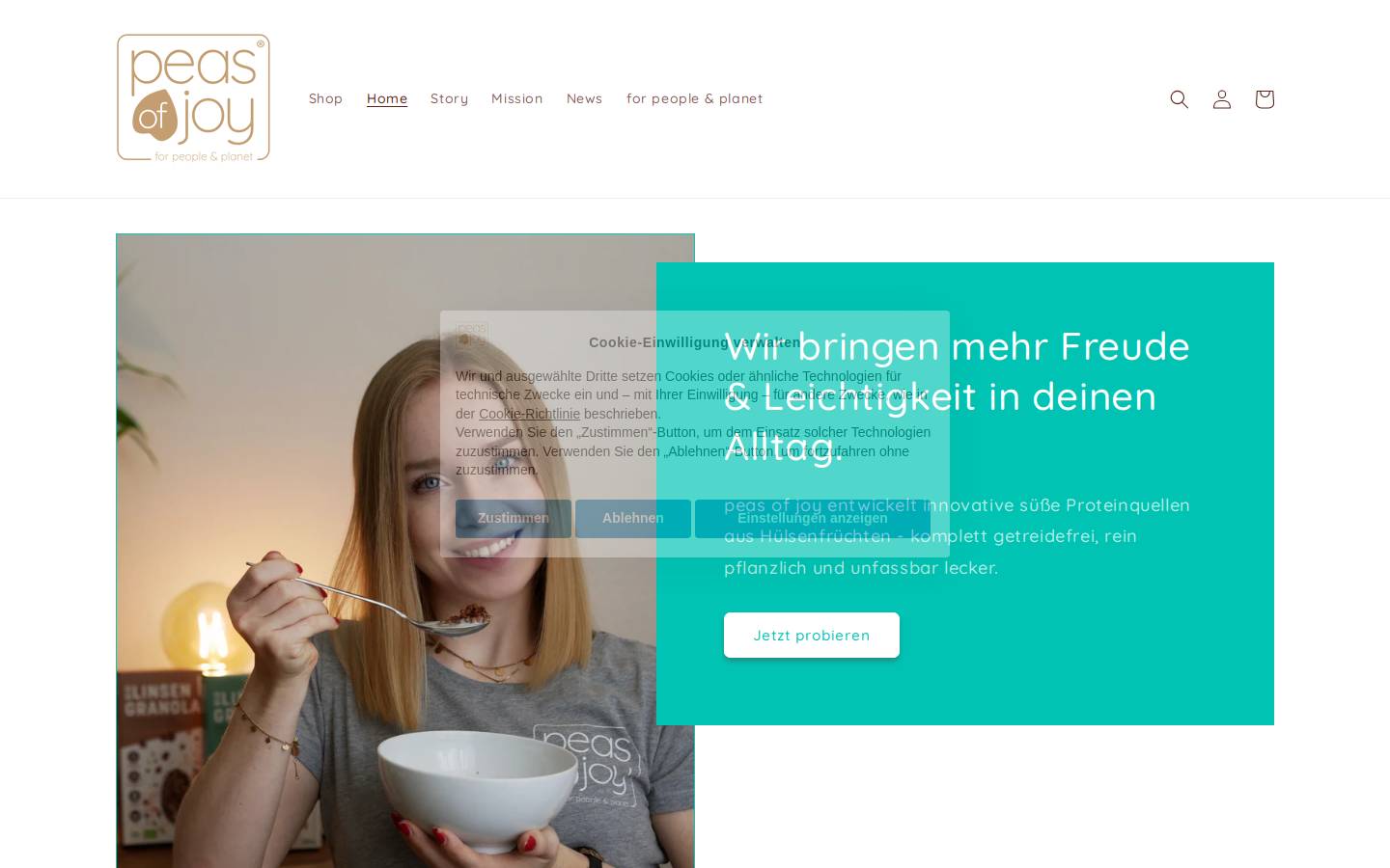 peasofjoy.de homepage screenshot