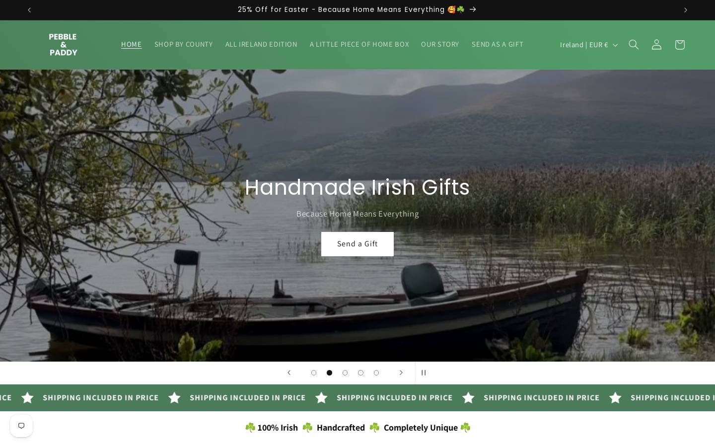 Pebbleandpaddy homepage screenshot