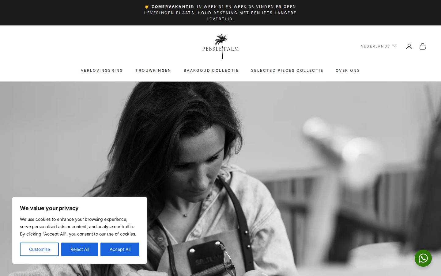Pebbleandpalm homepage screenshot