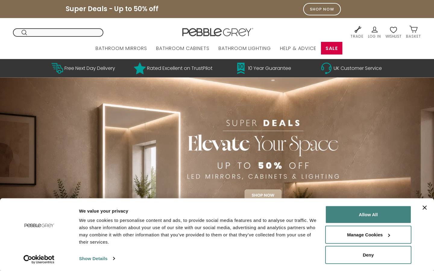 Pebble Grey homepage screenshot
