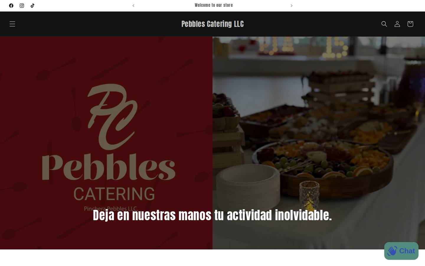 pebblescatering.shop homepage screenshot