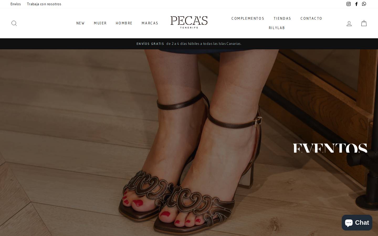 Pecas homepage screenshot