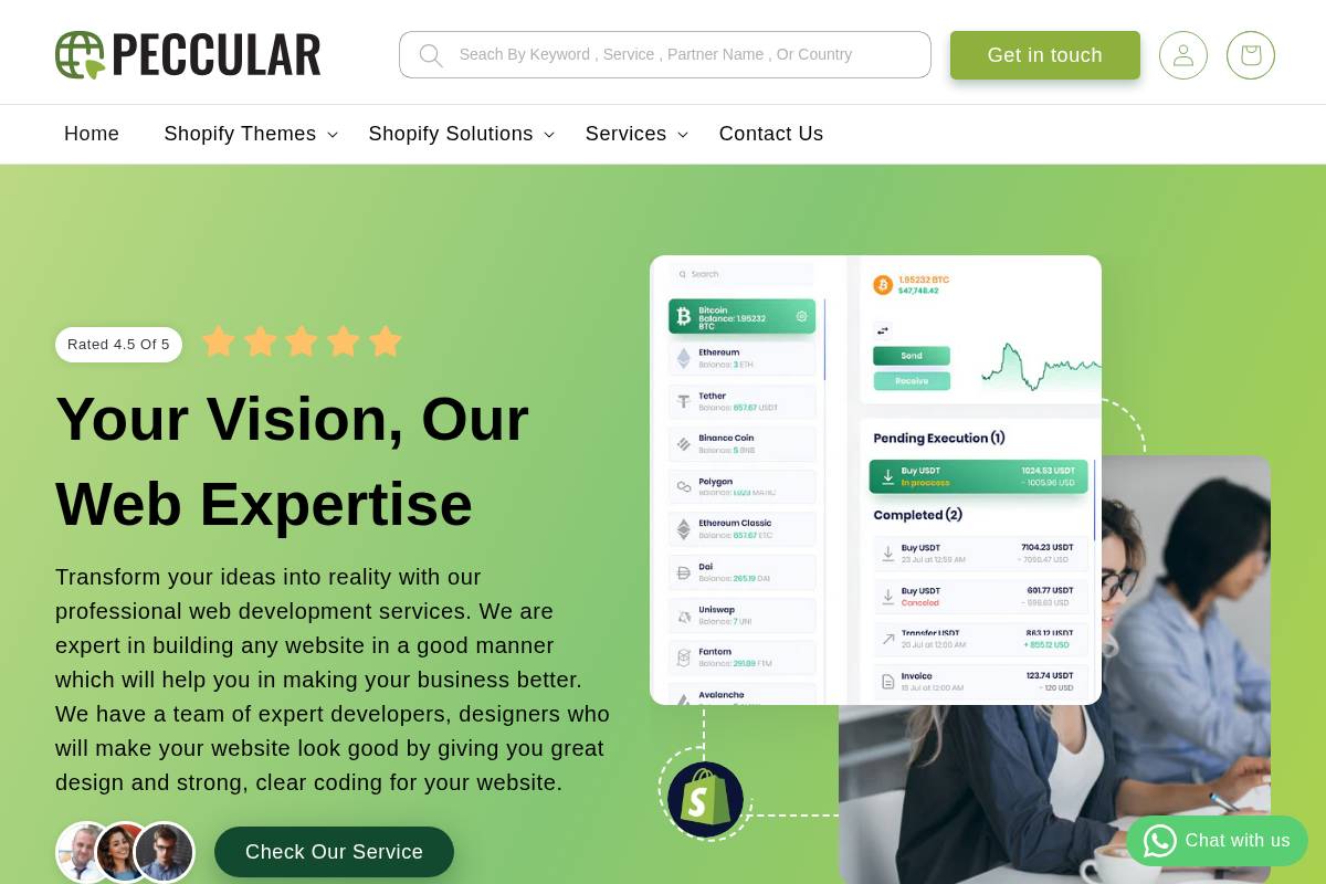 Peccular homepage screenshot