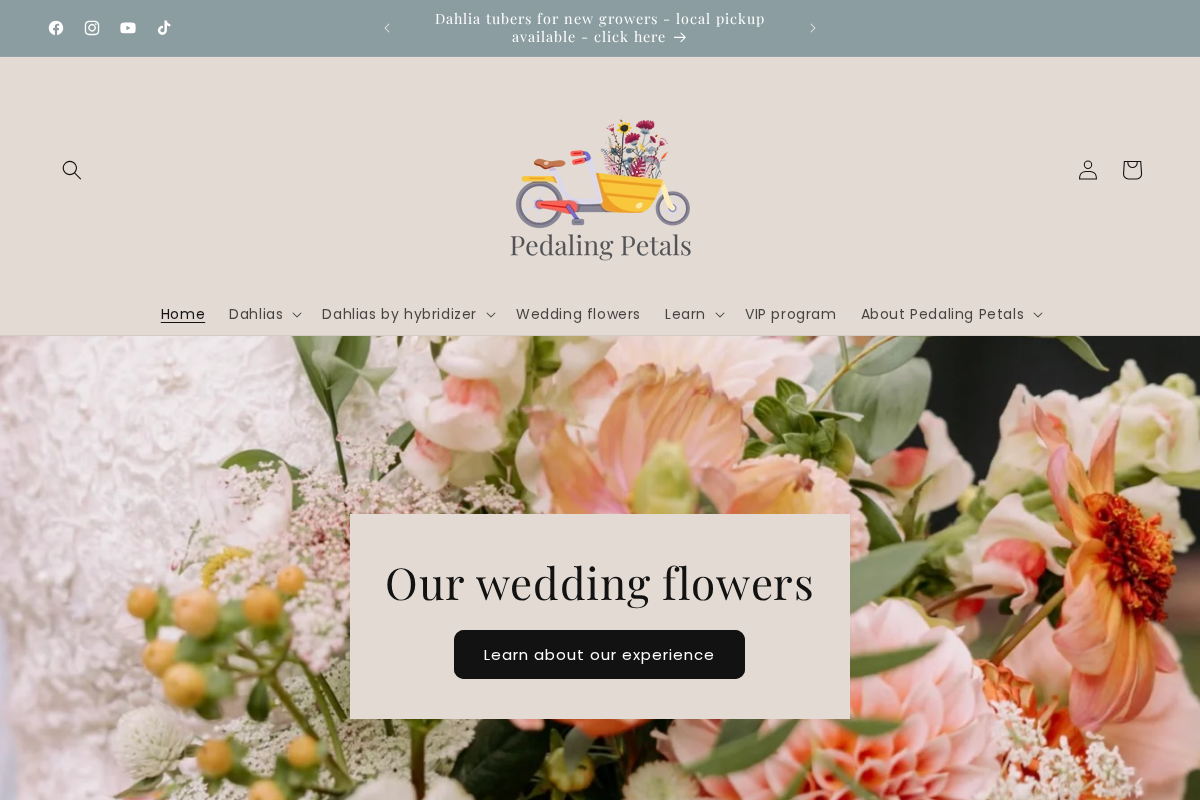 pedalingpetals.org homepage screenshot