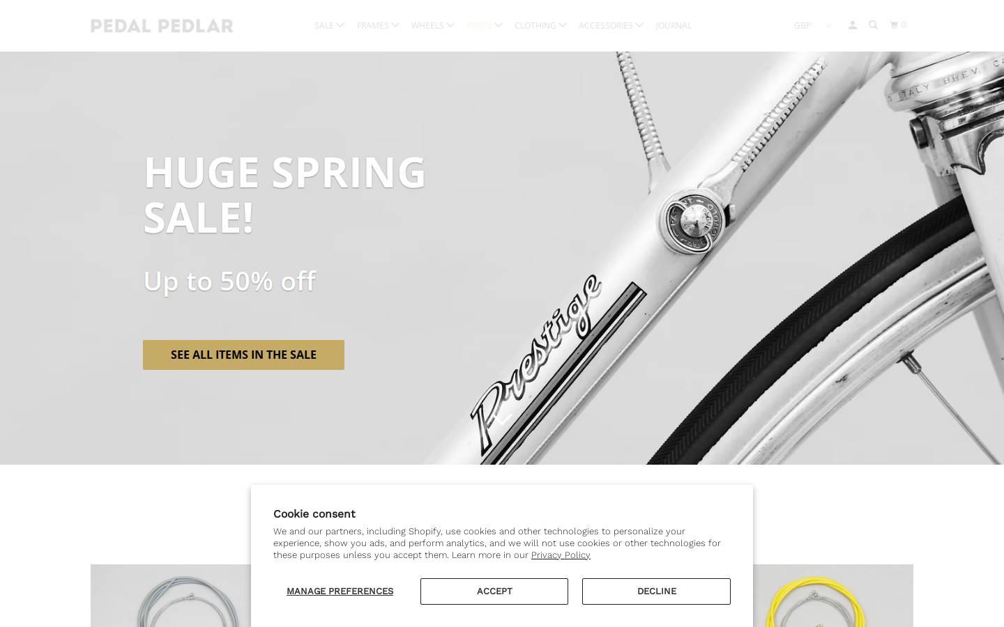pedalpedlar.co.uk homepage screenshot