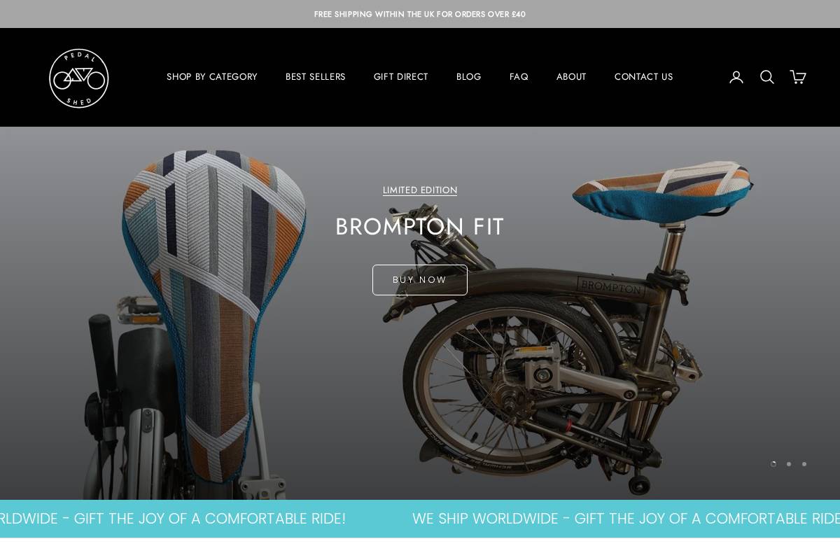 Pedalshed homepage screenshot