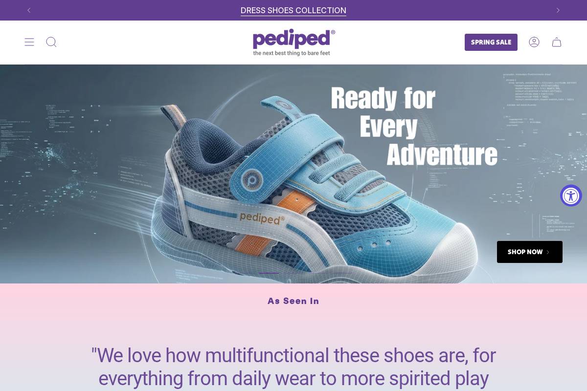 pediped Footwear homepage screenshot