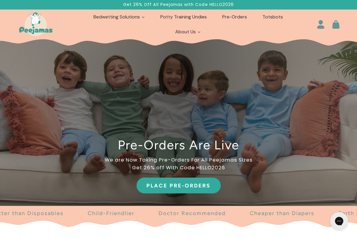 Peejamas homepage screenshot