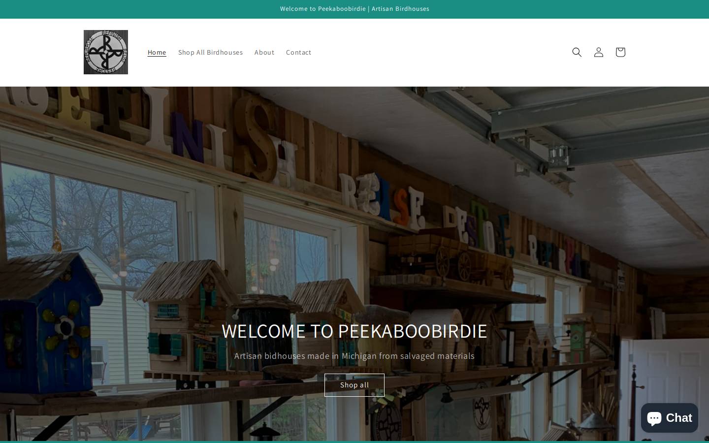 peekaboobirdie.com homepage screenshot