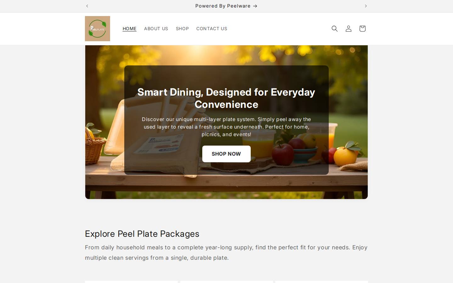 peelplate.com homepage screenshot