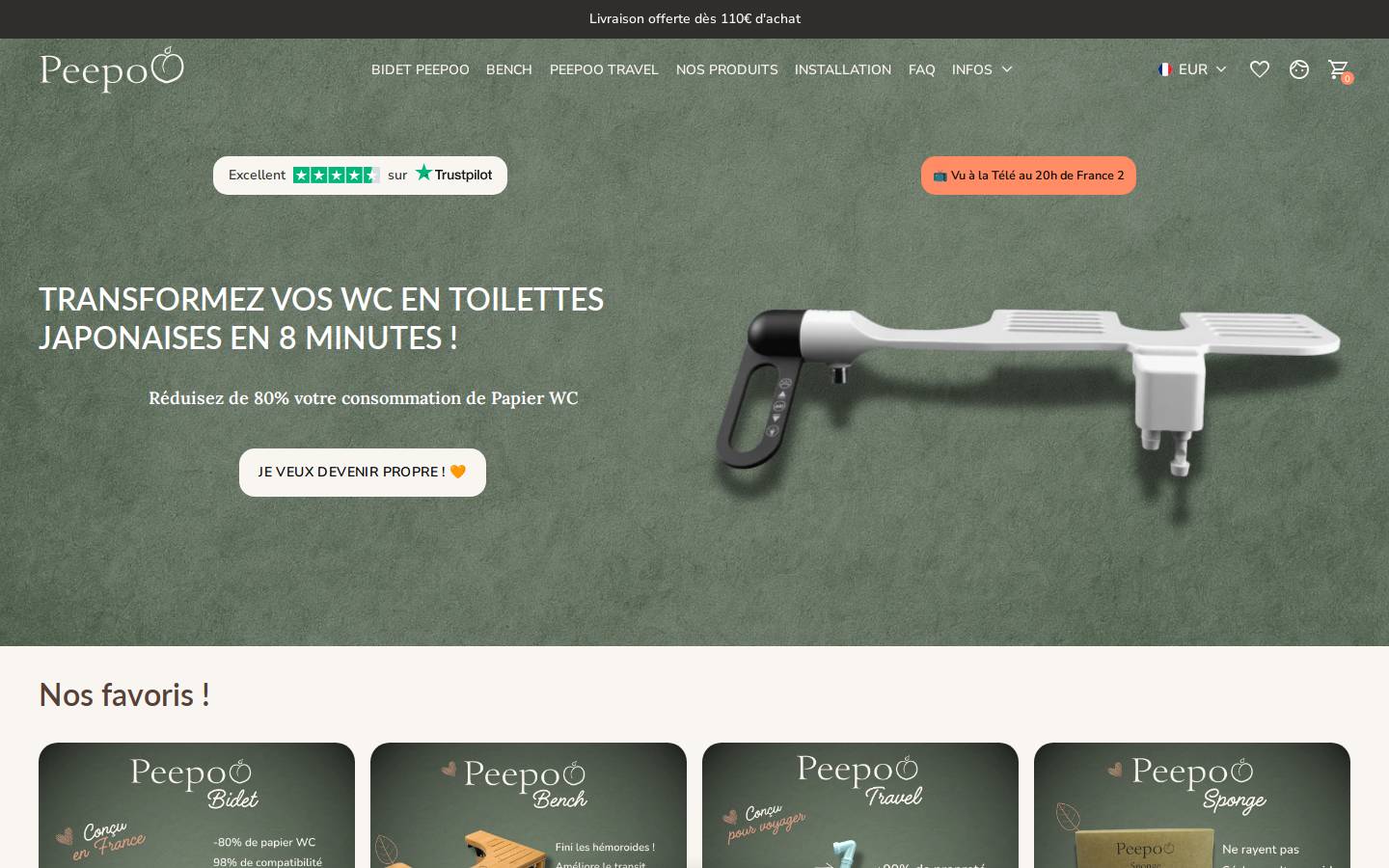 Peepoo homepage screenshot