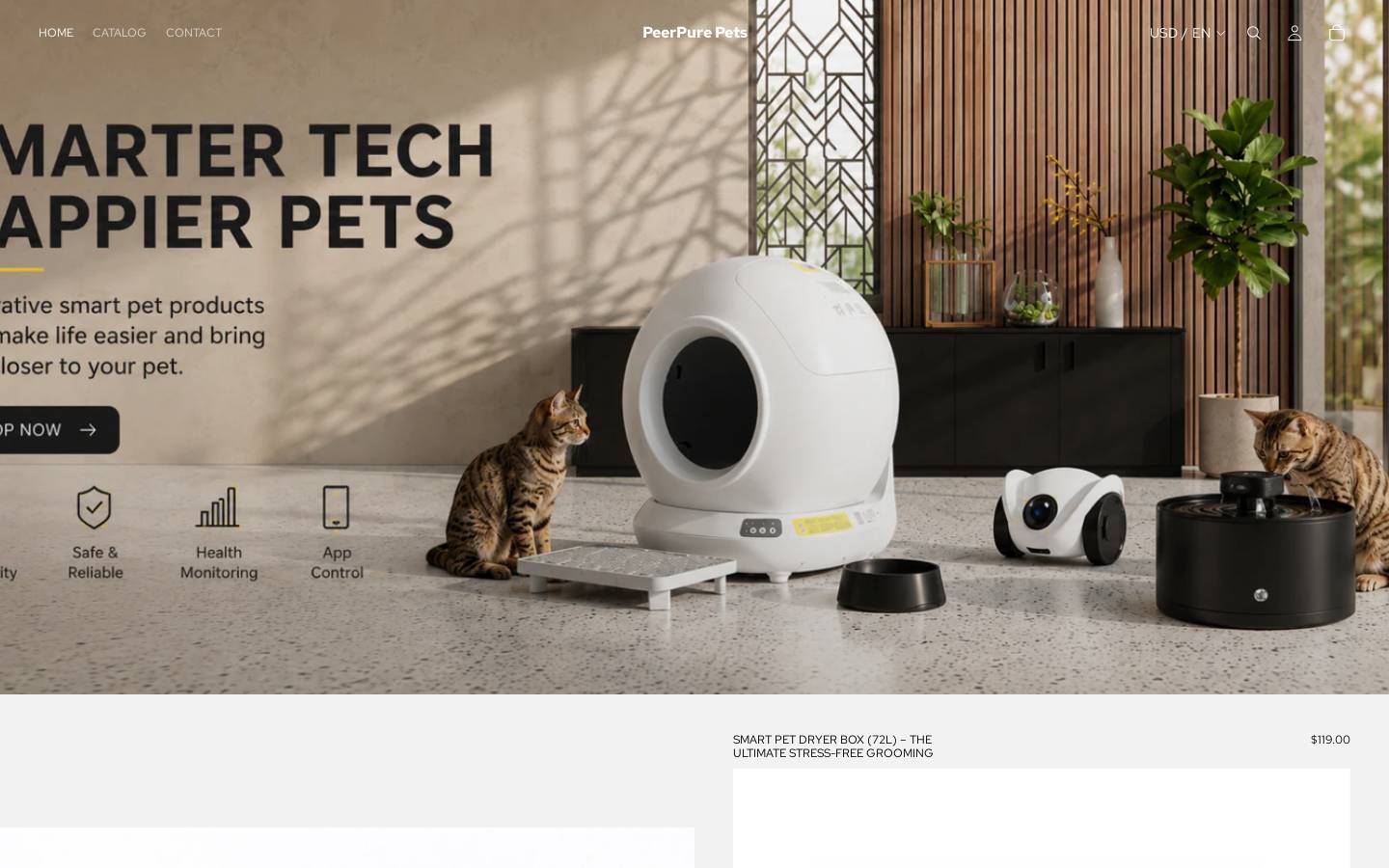 peerpurepets.com homepage screenshot