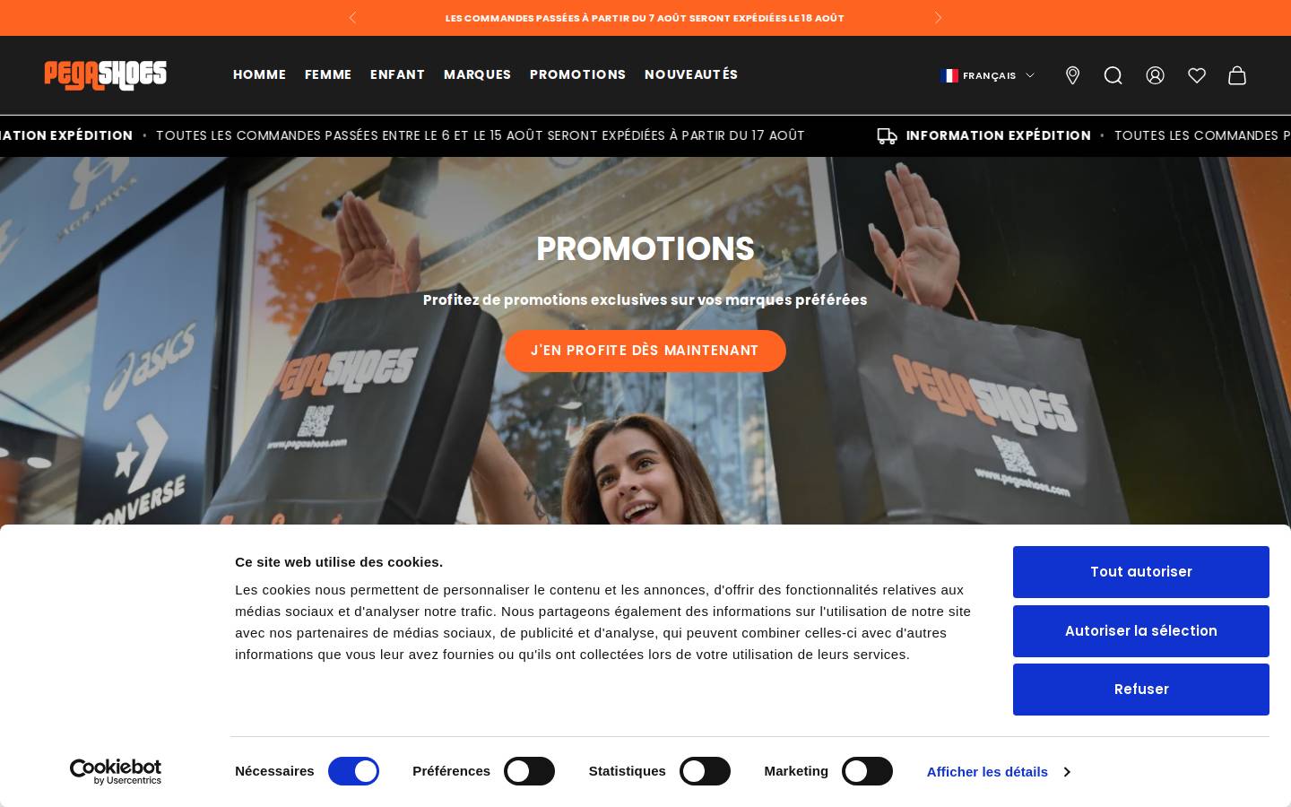 Pegashoes homepage screenshot