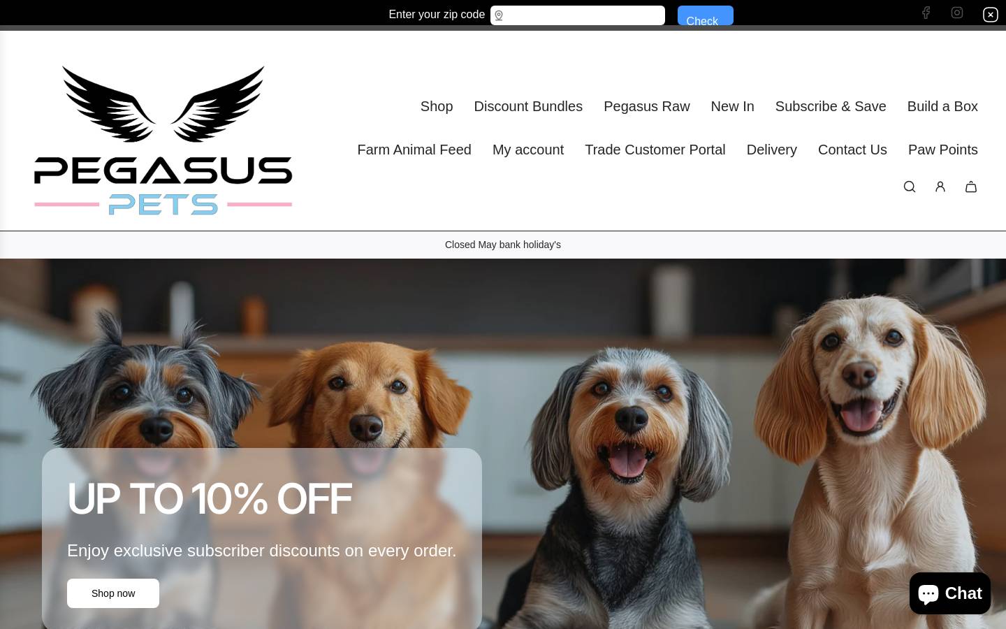 pegasuspets.store homepage screenshot