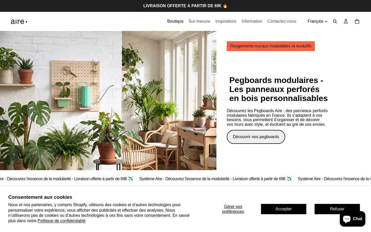 pegboard.fr homepage screenshot