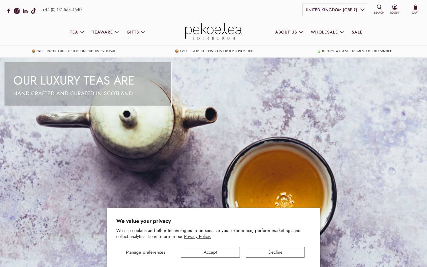 PekoeTea Edinburgh homepage screenshot