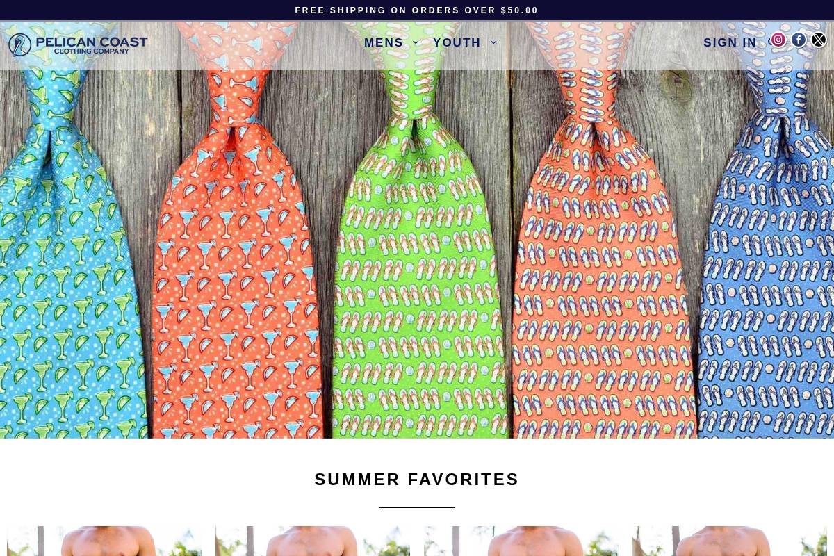 pelicancoastclothing.com homepage screenshot