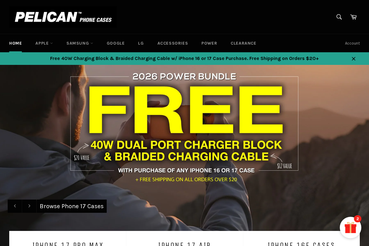 pelicanphonecases.com homepage screenshot