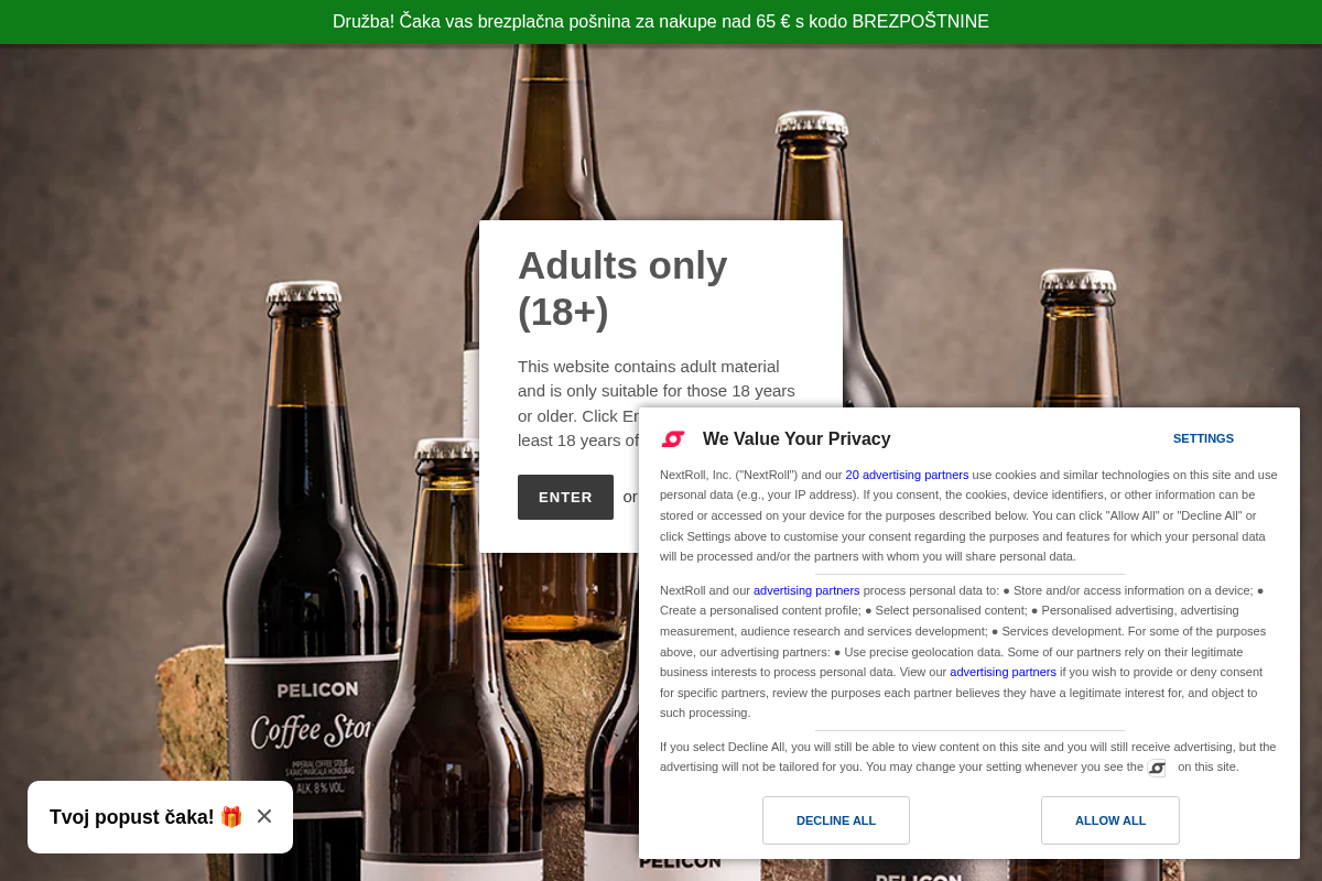 Pivovarna Pelicon homepage screenshot