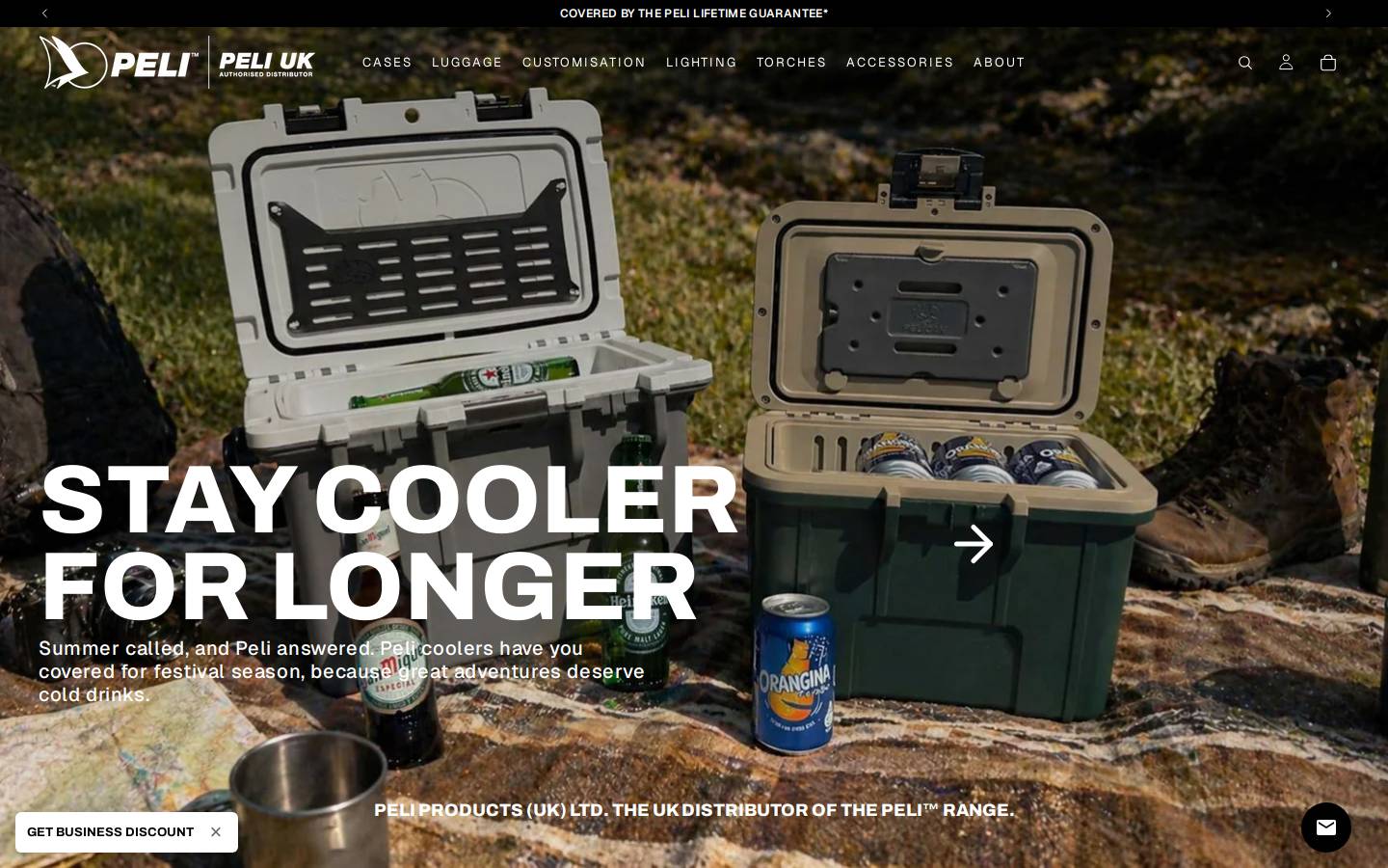 Peli UK homepage screenshot