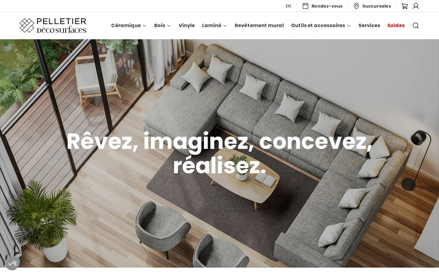 pelletierdecosurfaces.com homepage screenshot