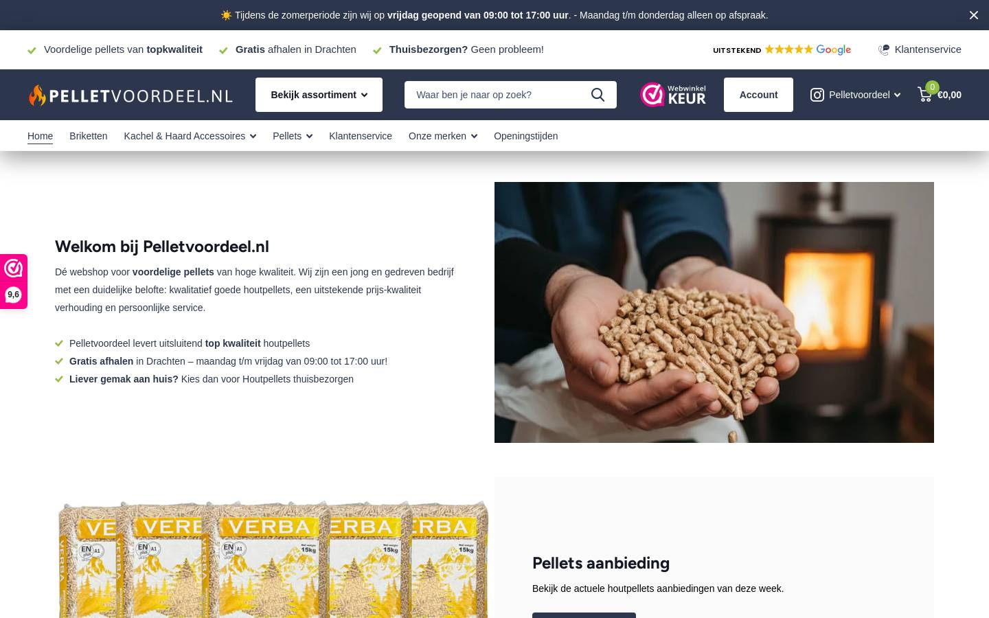 Pelletvoordeel.nl homepage screenshot