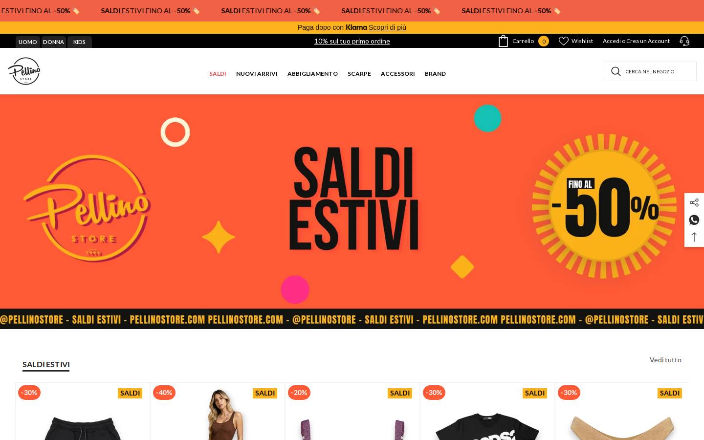 Pellino Store homepage screenshot