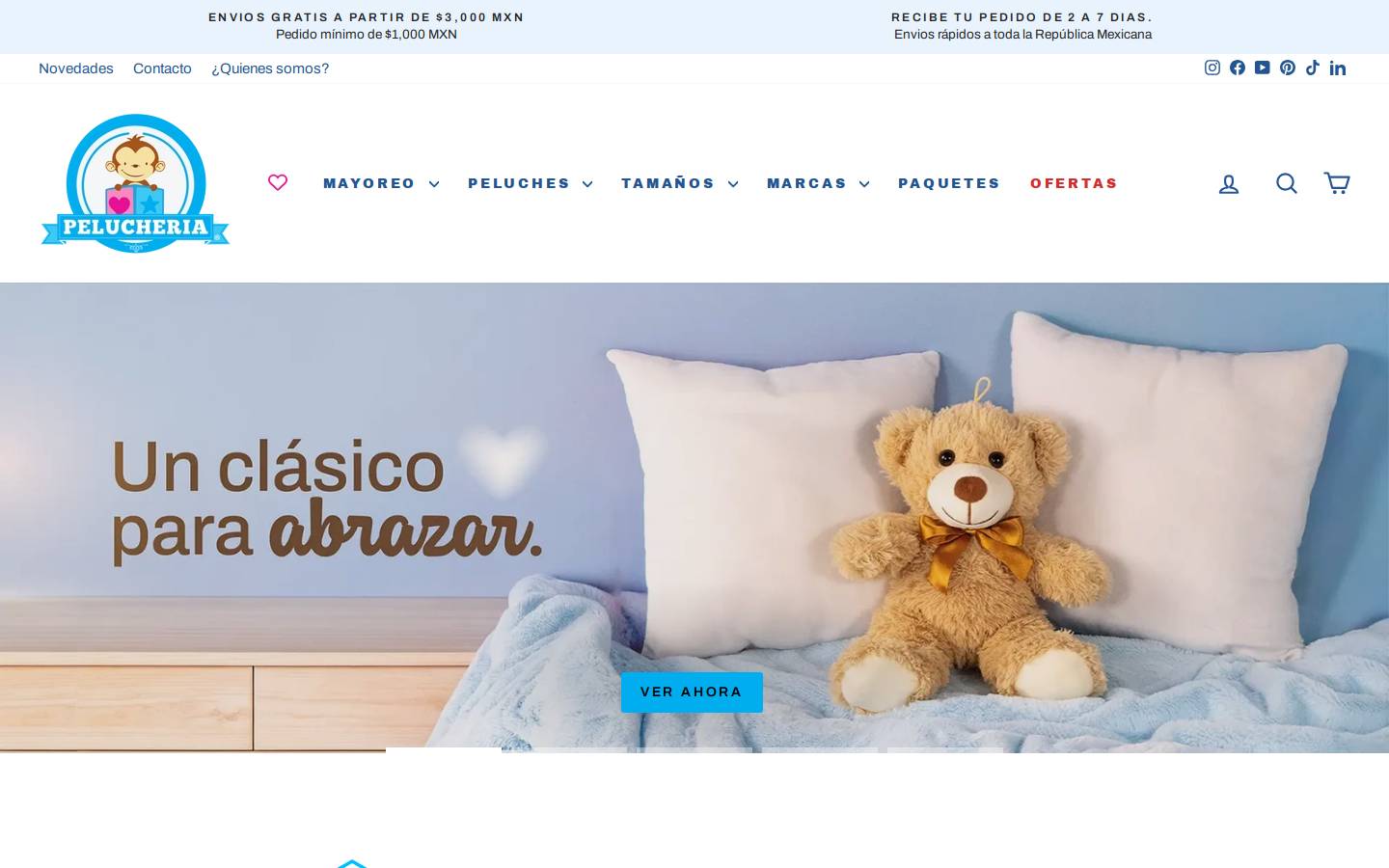 pelucheria.com homepage screenshot