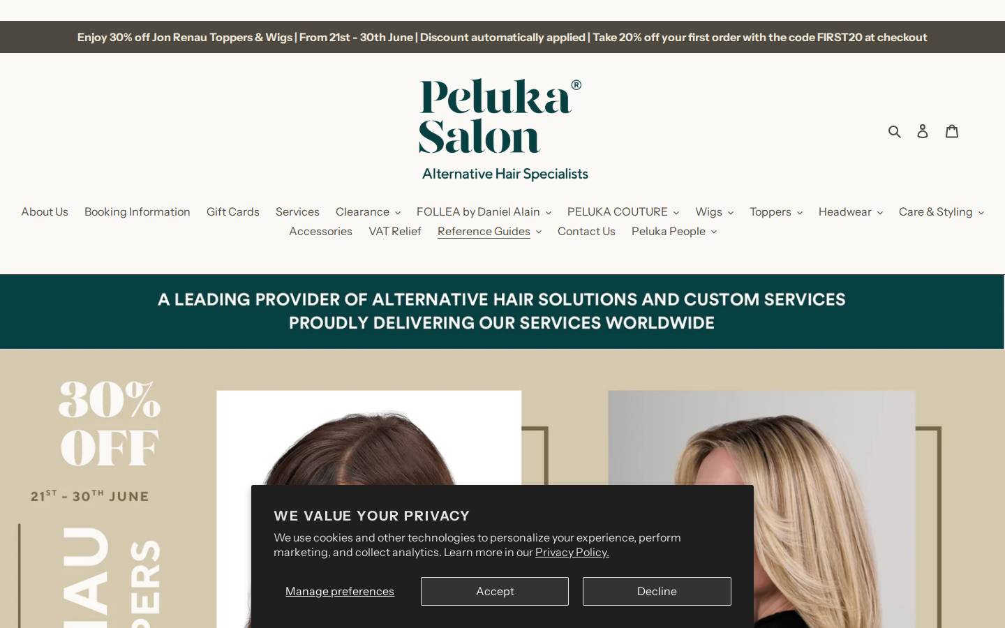 Peluka Salon homepage screenshot