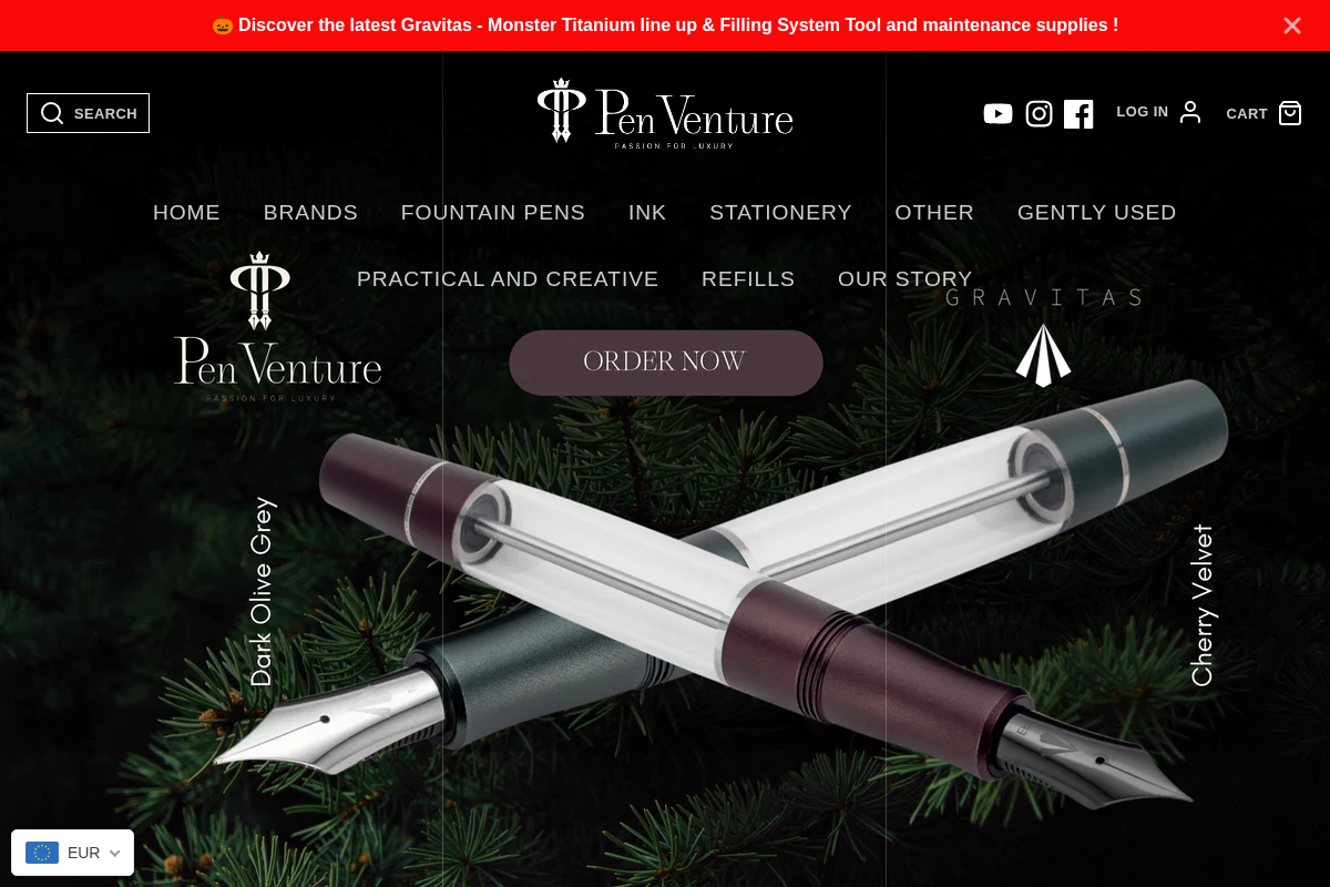 Pen Venture homepage screenshot