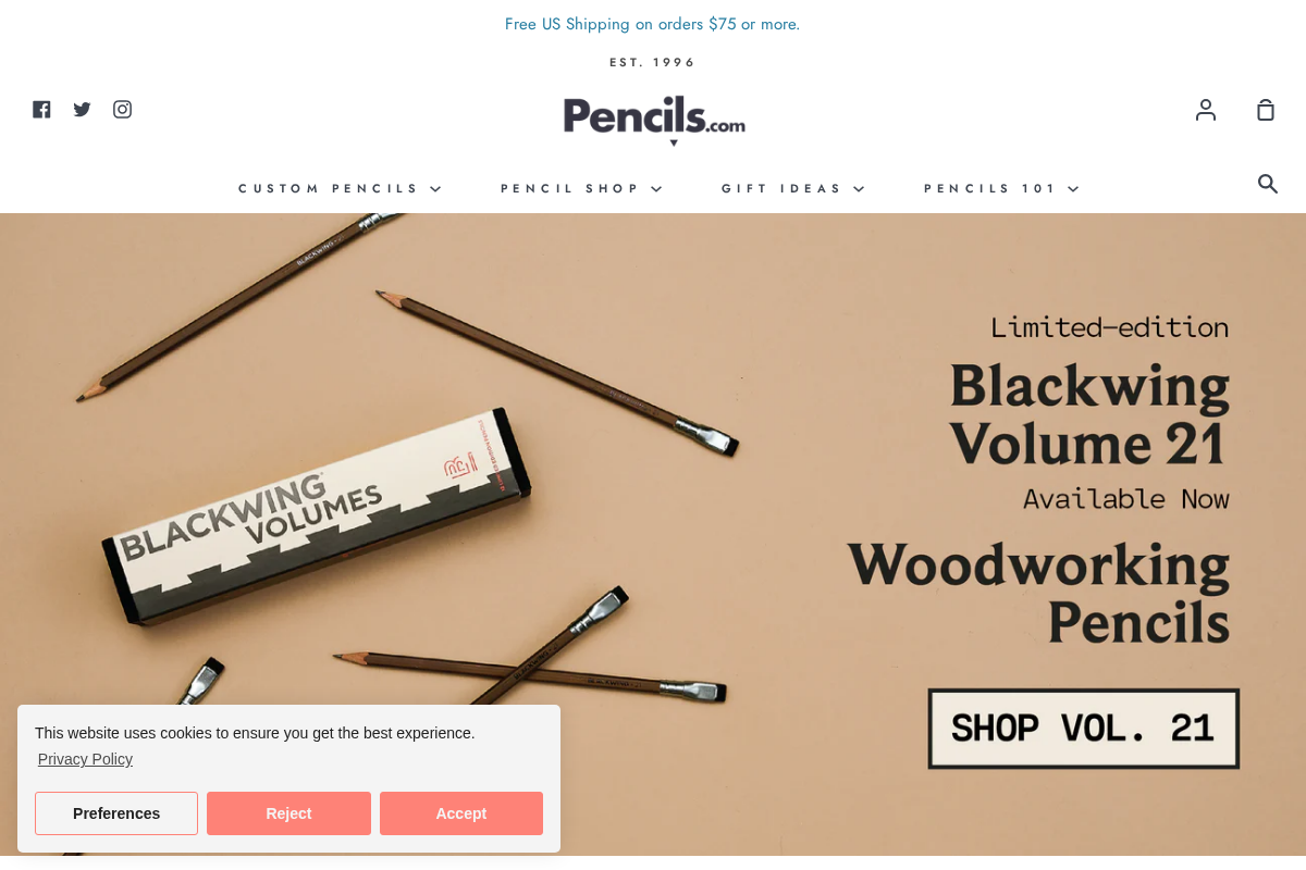 Pencils.com homepage screenshot