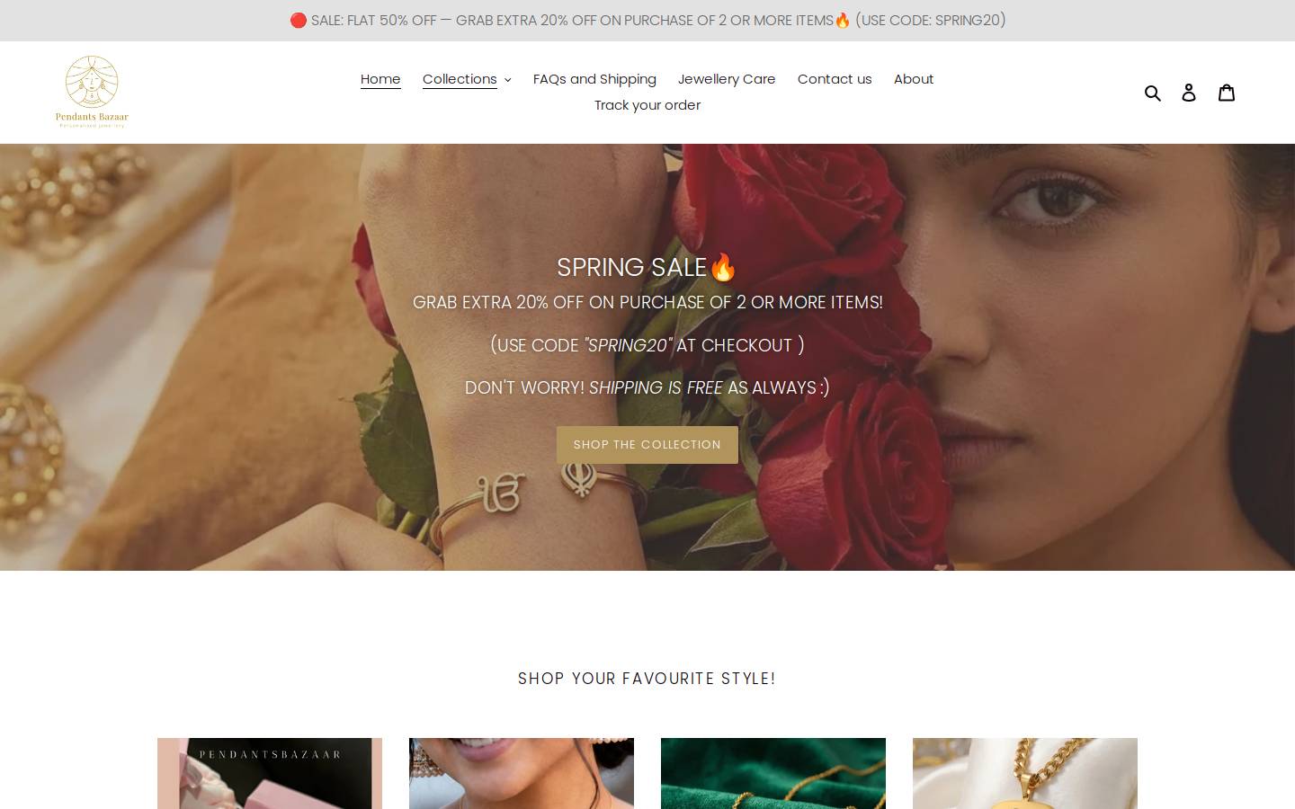 pendantsbazaar.com homepage screenshot