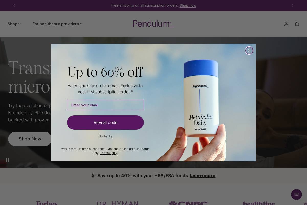 Pendulum  homepage screenshot