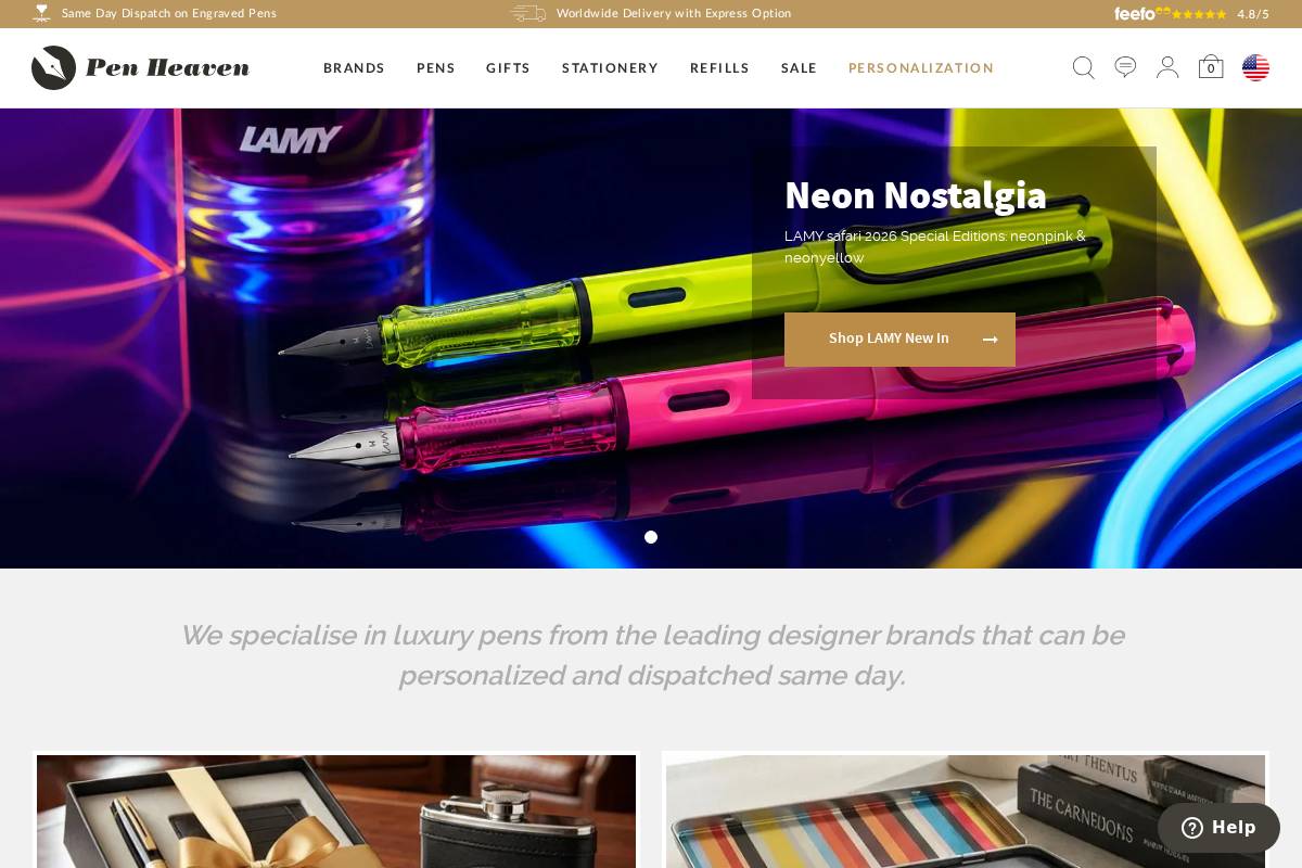 penheaven.com homepage screenshot