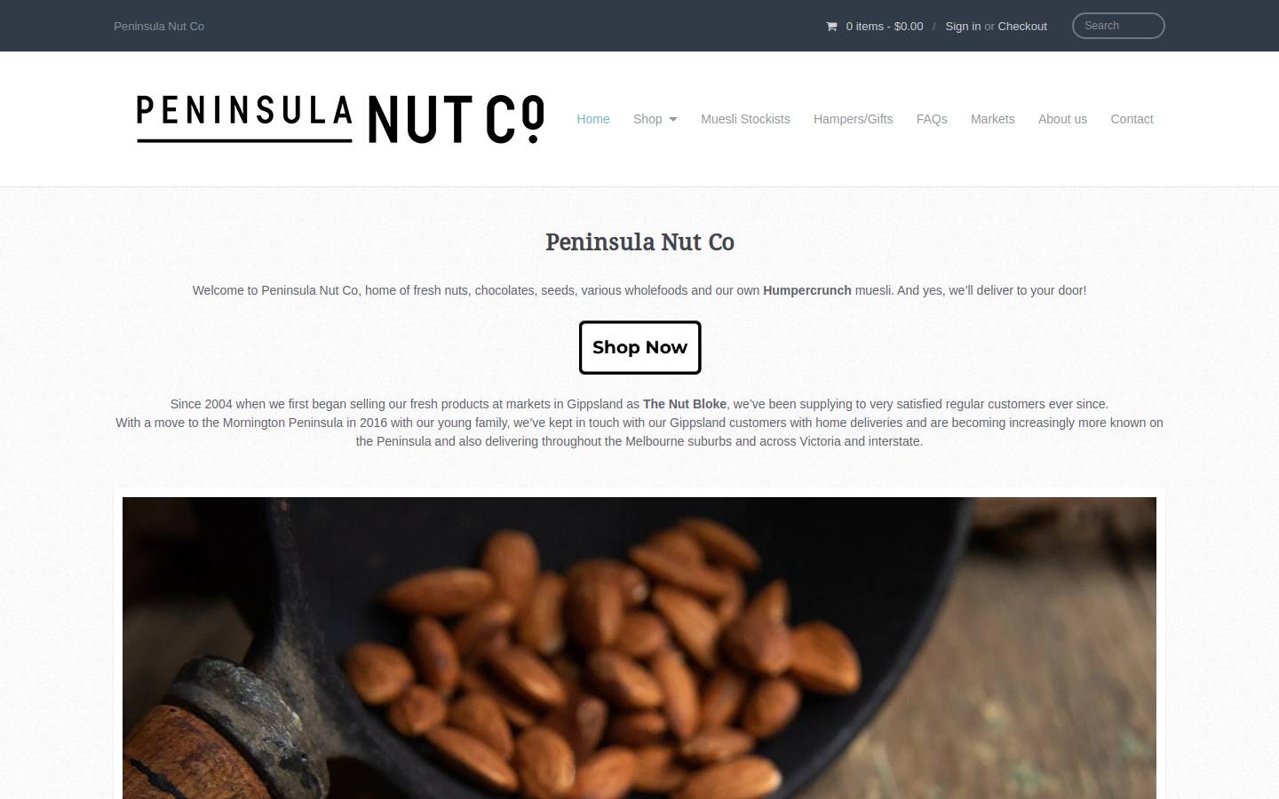 peninsulanutco.com.au homepage screenshot