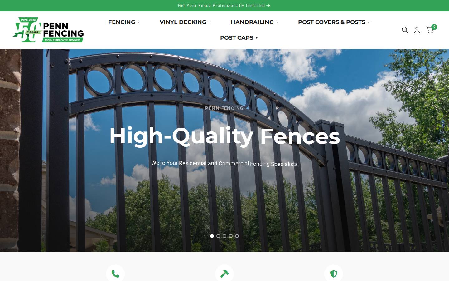 Penn Fencing homepage screenshot
