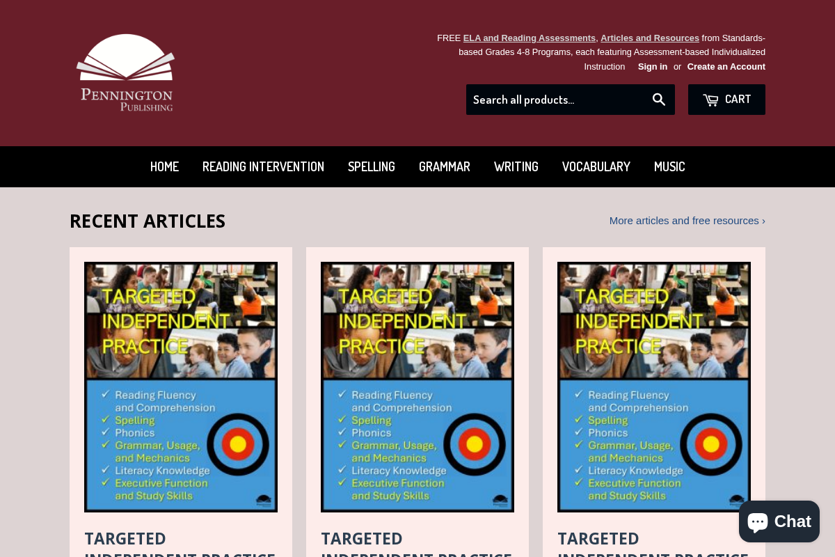 Pennington Publishing homepage screenshot