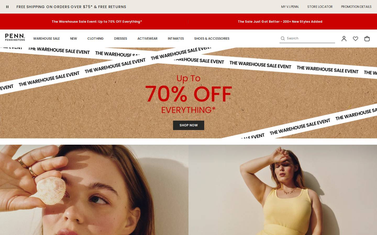 Penningtons homepage screenshot