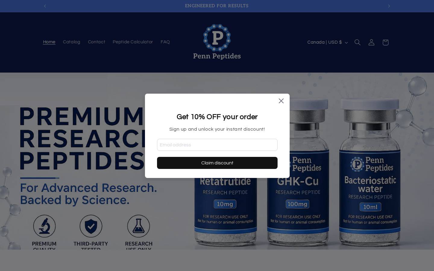 pennpeptides.com homepage screenshot