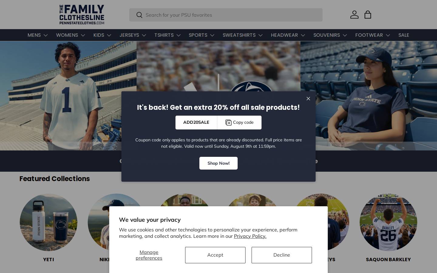 pennstateclothes.com homepage screenshot